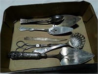 Silver plate servers Tong's and letter opener