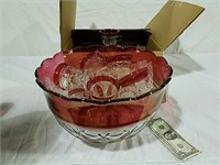 Ruby Flash punch bowl with 23 punch cups