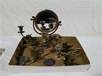 Unique metal candle holders,  mirror and