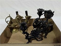 Dragon shapes cast iron candle holders and