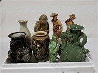Oriental figurines and vases.