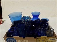 Blue glass vases