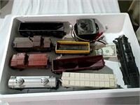 Vintage Lionel engine, train cars and