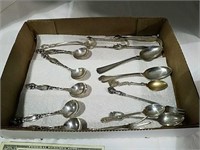 Assorted spoons and other flatware all marked
