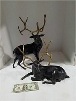 Pair of bronze deer figures