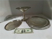 Compote, and 2 trays all marked Sterling