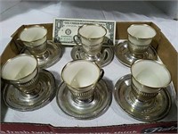6 Lenox cups with holders all marked Sterling