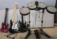 Rock band drum set with mic, foot petal and three