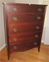 Genuine Mahogany five drawer dresser. Measures