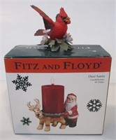 Fitz & Floyd deer Santa candle holder and a