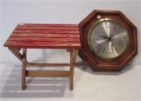 Eight day clock with key (Needs repair) and wood