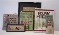 Picture frame and (5) Home décor signs.