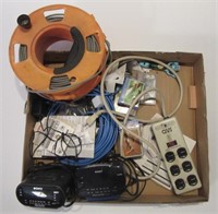 (2) Alarm clock radios, power strip and various