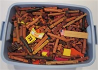 Full large tote of Lincoln Logs.