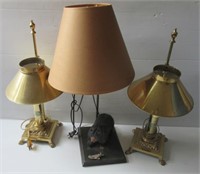 (3) Electric desk lamps including a pair of Paris