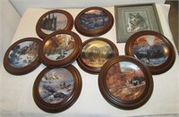 (8) Wildlife collector plates with wood frames