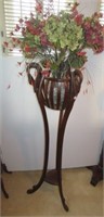 Carved wood swan heads plant stand with
