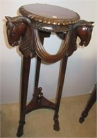 Carved wood horse head plant stand with hoofed
