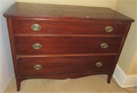 Genuine Mahogany three drawer dresser. Measures