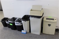 Fellows Paper Shredder & Assort. Trash Cans