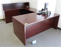 U-Shaped Desk w/Shelf & Lateral File Cabinets