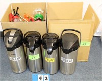 (4) Hot Beverage Dispensers, Glass Coffee Pots,