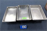 (3) Serving Pans w/Wire Stands, No Lids