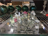 Glass Plate w/ Asst Crystal Figurines