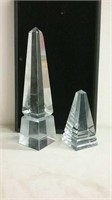 2 glass obelisk 5 and 10"