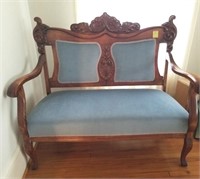 CARVED BACK VICTORIAN SETTEE 48X24