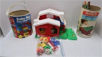 Toy Lot-Fisher Price, Wooden Blocks, & More