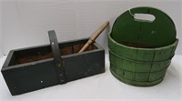 Vintage Wooden Box & Sm.Wooden Barrel w/Lid