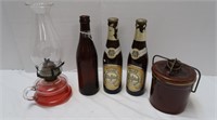 Misc Lot-Oil Lamp, Collect. Beer Bottles, & More