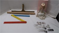 Misc Lot-Doll, Plastic Coins & More