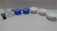 Misc Glass Lot-2 Blue Fruit Bowls(pyrex), 4 other
