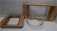 Pyrex Bakeware w/Wood Holders