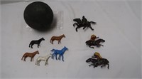 Misc Lot-Cannon Ball, Miniature Toy Indians,Horses