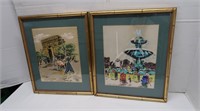 2 Bamboo Framed Prints signed-15" x 18"