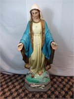 Statue de la Sainte Vierge en plâtre de 42"h