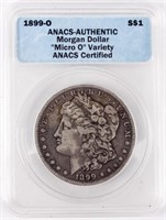 Coin 1899-O Micro O Morgan Silver Dollar ANACS