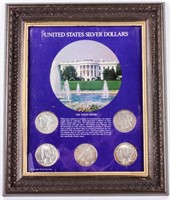 Coin United States Silver Dollars Framed 5 Coins