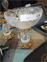 BRASS AND CRYSTAL COMPOTE OR TAZZA