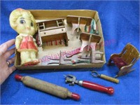 old doll furniture -advertising opener -misc