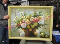 large vintage floral painting (35in x 44in)