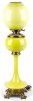 Antique Lemon Yellow Kerosene Lamp Converted
