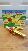 Farm Safety  Vintage  Airplane  Diecast Bank with