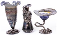Vintage Silver Overlay Art Glass Collection