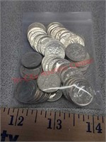 52 silver dimes various years up to 1964