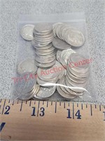 55 silver dimes various years up to 1964