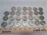 27 Kennedy half dollars - various years 1969-1997